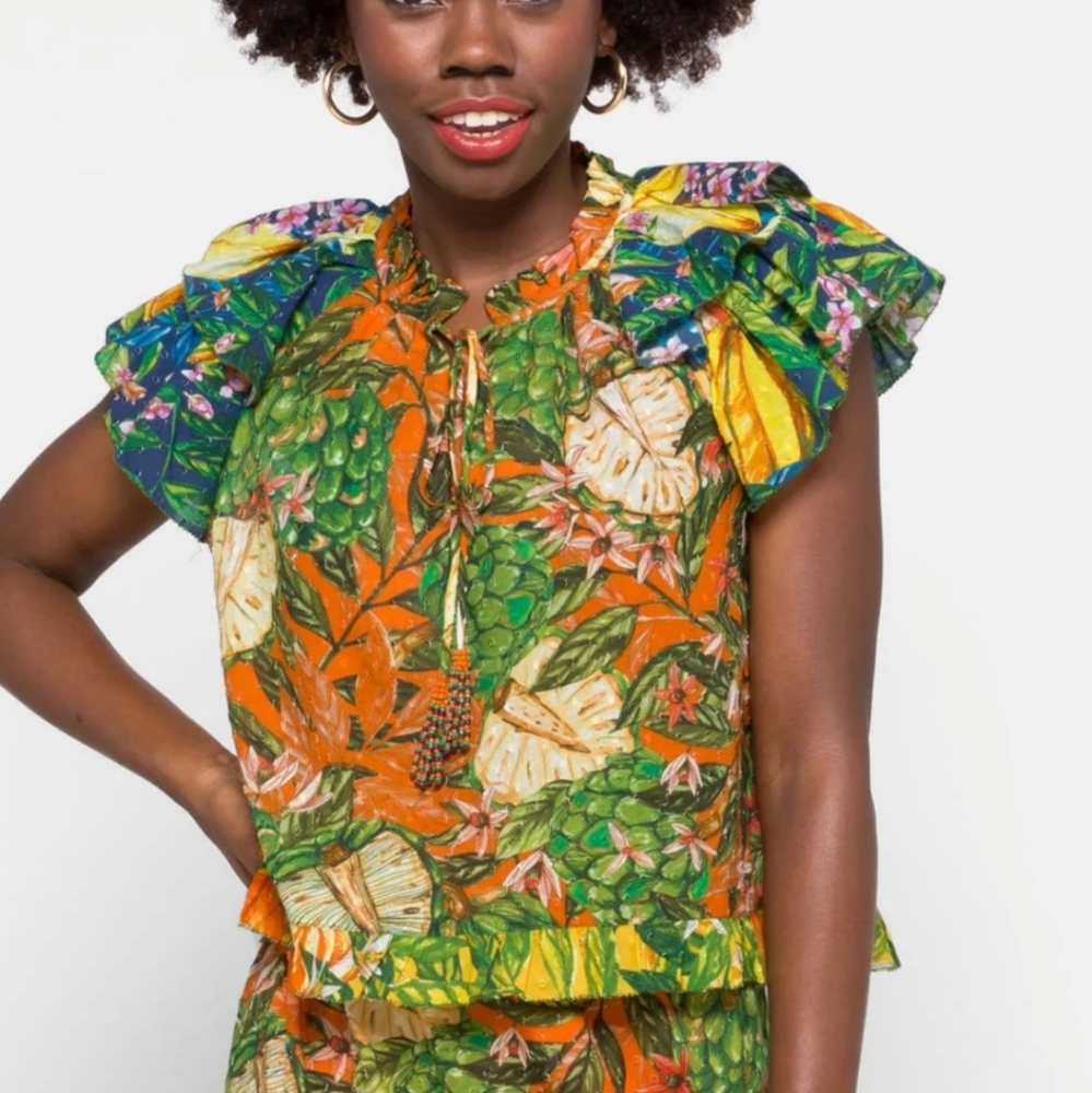 Farm Rio Caipirinha Flutter Sleeve Blouse sz medium
